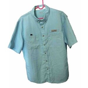 Field and Stream Men's Blue Short Sleeve Button Up Vented Fishing Outdoor shirt